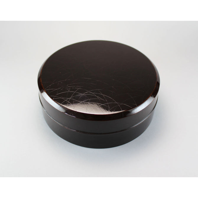 月薄蒔絵鏡巣　長野横笛【Mirror box with moon and silvergrass design by Outeki Nagano】 [k0373]