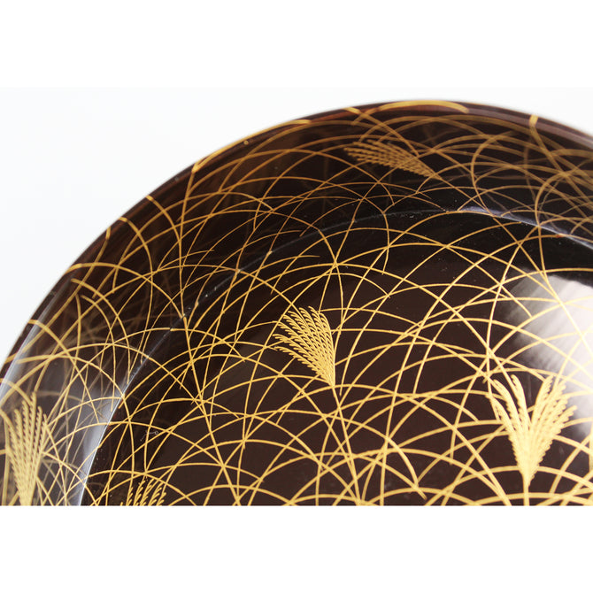 月薄蒔絵鏡巣　長野横笛【Mirror box with moon and silvergrass design by Outeki Nagano】 [k0373]