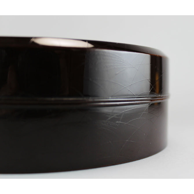 月薄蒔絵鏡巣　長野横笛【Mirror box with moon and silvergrass design by Outeki Nagano】 [k0373]