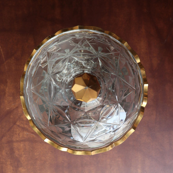 伎山（ギヤマン）切子蓋物　【cut glass pot】[k0561]