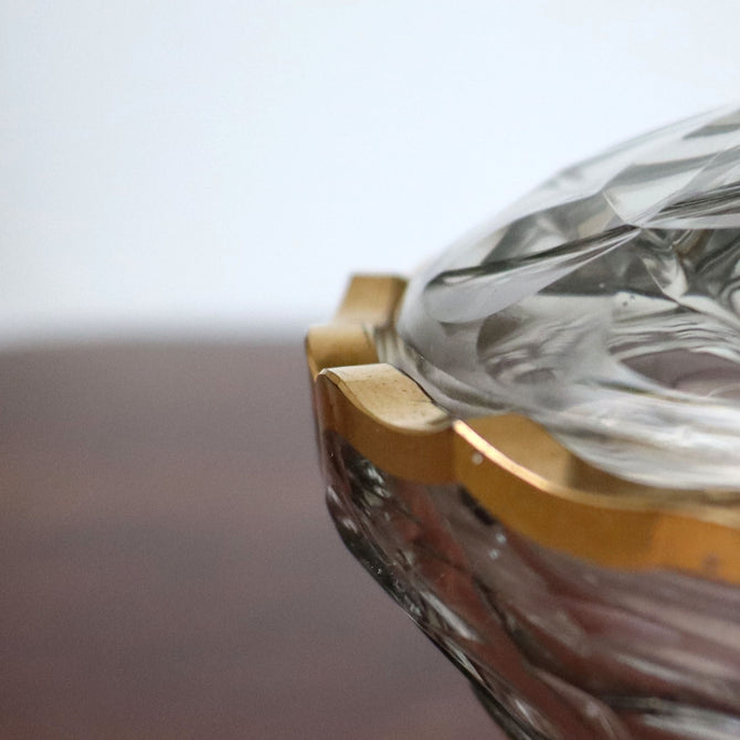 伎山（ギヤマン）切子蓋物　【cut glass pot】[k0561]