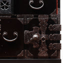 時代箪笥／黒塗庄内閂付小箪笥　スタンド付き【Small chest with metal stand】 [j1205]　Japanese Antique Furniture