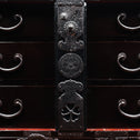 時代箪笥／黒塗庄内閂付小箪笥　スタンド付き【Small chest with metal stand】 [j1205]　Japanese Antique Furniture