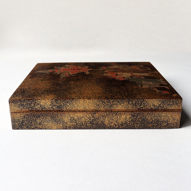 平目地蒔絵七夕梶の葉流し硯箱【SUZURIBAKO (inkstone case) with TANABATA design 】[k0608]