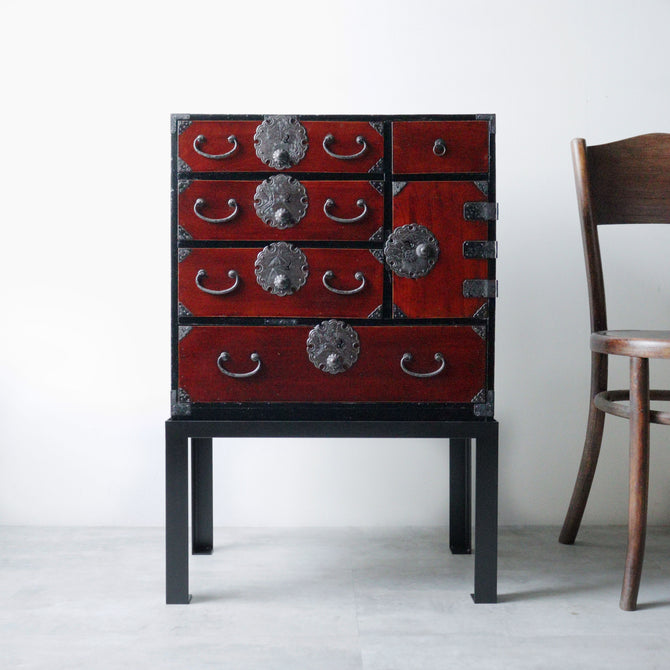 庄内小箪笥　スタンド付き【Syounai smallchest with metal stand】 [j1207]　Japanese Antique Furniture