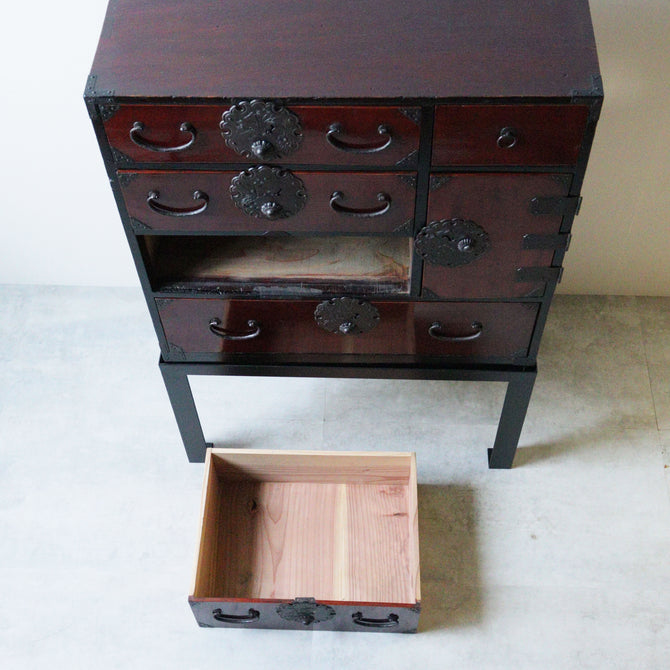 庄内小箪笥　スタンド付き【Syounai smallchest with metal stand】 [j1207]　Japanese Antique Furniture
