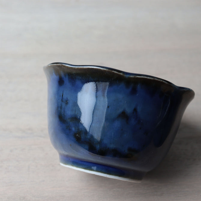 瑠璃釉山水図向付五客　【Blue glazed MUKOUZUKE 5pcs】[p0356]