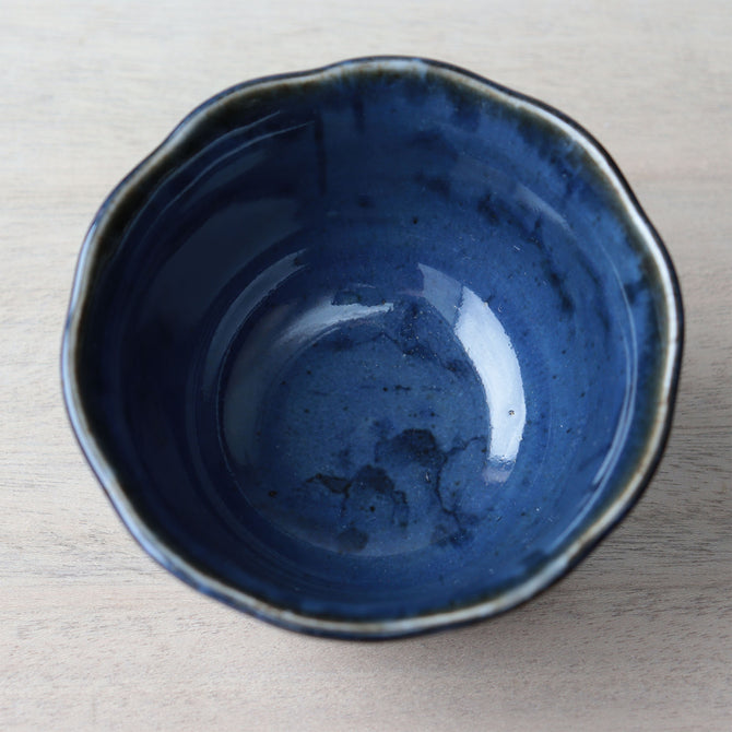 瑠璃釉山水図向付五客　【Blue glazed MUKOUZUKE 5pcs】[p0356]