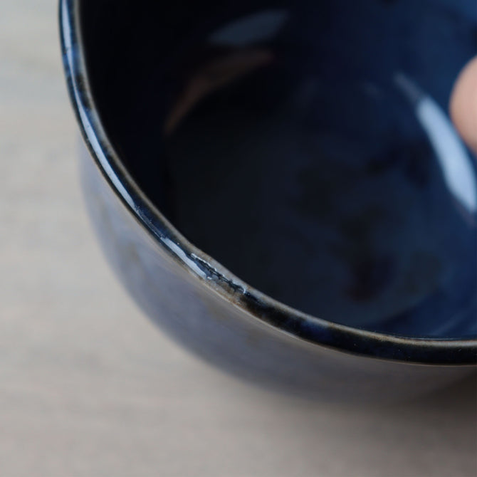 瑠璃釉山水図向付五客　【Blue glazed MUKOUZUKE 5pcs】[p0356]