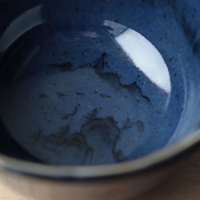 瑠璃釉山水図向付五客　【Blue glazed MUKOUZUKE 5pcs】[p0356]