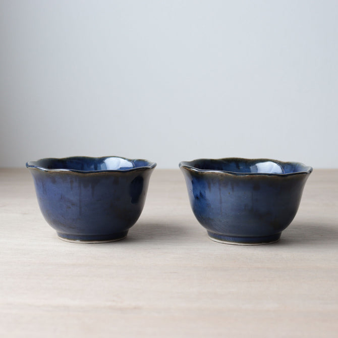 瑠璃釉山水図向付五客　【Blue glazed MUKOUZUKE 5pcs】[p0356]
