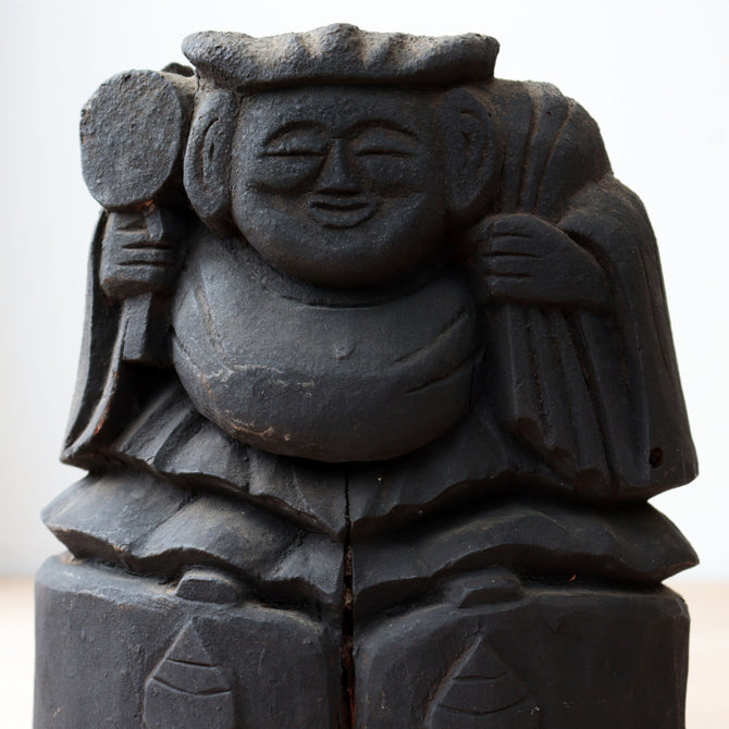 木彫 恵比寿様大黒様【EBISU and DAIKOKU wood statue 】 [s1490]
