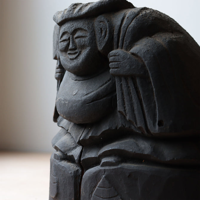木彫 恵比寿様大黒様【EBISU and DAIKOKU wood statue 】 [s1490]