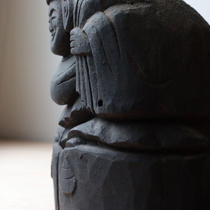 木彫 恵比寿様大黒様【EBISU and DAIKOKU wood statue 】 [s1490]