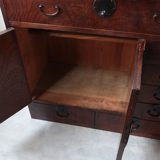 時代箪笥／欅帳場箪笥【KEYAKI CHŌBA-DANSU Merchant's chest】 [j1216]Japanese Antique Furniture