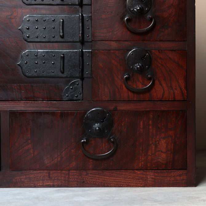 時代箪笥／欅帳場箪笥【KEYAKI CHŌBA-DANSU Merchant's chest】 [j1216]Japanese Antique Furniture