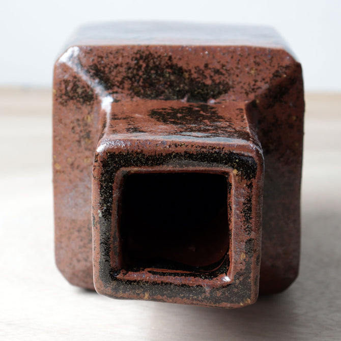 益子 角壷　白石蒋 作【 Square pot by Takashi Shiraishi 】 [k0617]