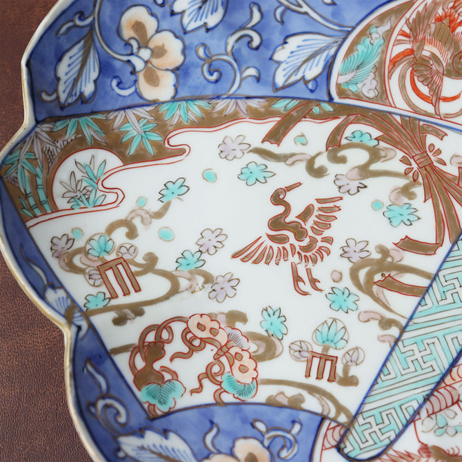 伊万里赤絵桜形皿　5客[p0344]