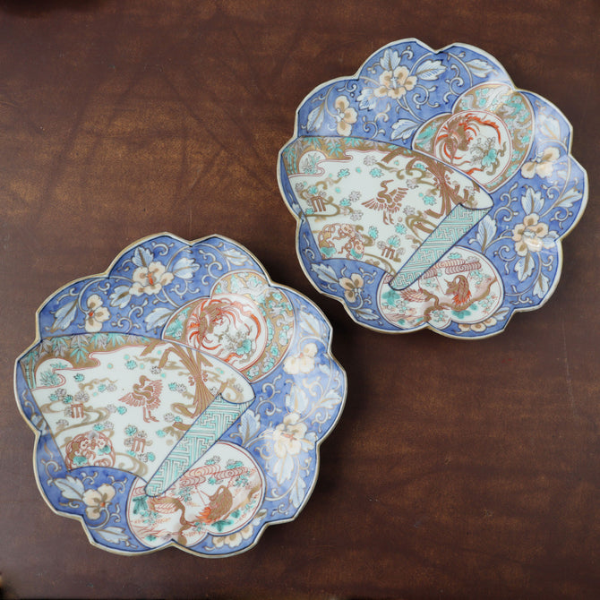 伊万里赤絵桜形皿　5客[p0344]