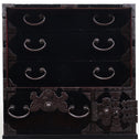 時代箪笥／黒塗庄内閂付小箪笥　スタンド付き【Small chest with metal stand】 [j1221]　Japanese Antique Furniture
