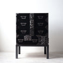 時代箪笥／黒塗庄内閂付小箪笥　スタンド付き【Small chest with metal stand】 [j1222]　Japanese Antique Furniture