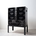 時代箪笥／黒塗庄内閂付小箪笥　スタンド付き【Small chest with metal stand】 [j1222]　Japanese Antique Furniture