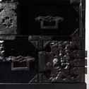 時代箪笥／黒塗庄内閂付小箪笥　スタンド付き【Small chest with metal stand】 [j1222]　Japanese Antique Furniture