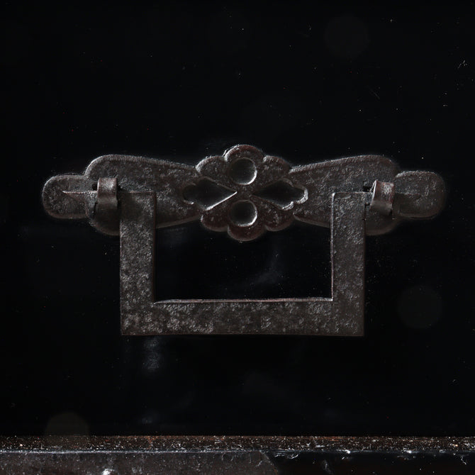 時代箪笥／黒塗庄内閂付小箪笥　スタンド付き【Small chest with metal stand】 [j1222]　Japanese Antique Furniture