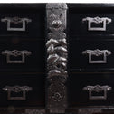 時代箪笥／黒塗庄内閂付小箪笥　スタンド付き【Small chest with metal stand】 [j1222]　Japanese Antique Furniture