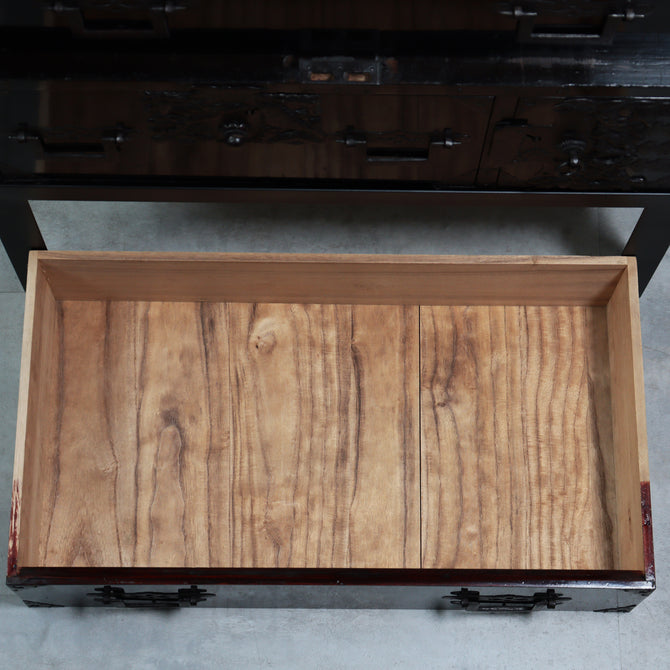 時代箪笥／黒塗庄内閂付小箪笥　スタンド付き【Small chest with metal stand】 [j1222]　Japanese Antique Furniture
