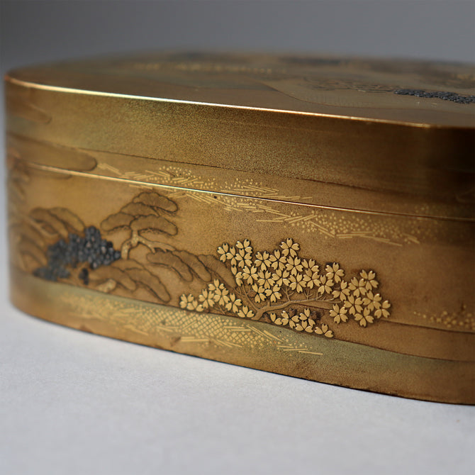 蒔絵八景小筥[k0568]【Lacuerd small box design of eight picturesque sights 】