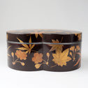 州浜形桜花紅葉図蒔絵箱[k0569]【Lacuerd small box design of cherry blossoms and maple leaves 】