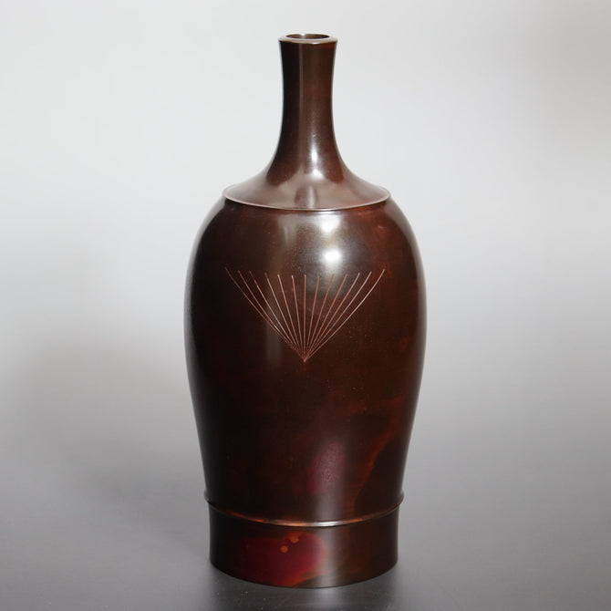 高村豊周作　朱銅花入　松【 Bronze vase with Pine design by TOYOCHIKA TAKAMURA】 [k0571]