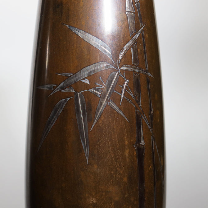 竹図対花瓶　純幸堂　正光作　[k0570]【 Vases with bamboos design made by MASAMITSU-JONKODO】