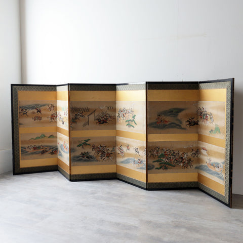 六曲屏風　平家物語絵巻【Folding screen The Tale of the Heike】　[k0595]