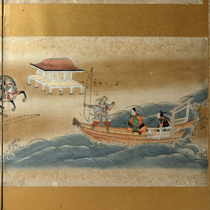 六曲屏風　平家物語絵巻【Folding screen The Tale of the Heike】　[k0595]