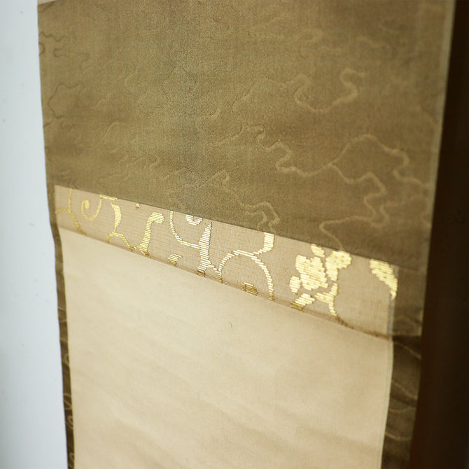 蓮月尼和歌色紙軸装　春の鶯【Calligraphy Hanging Scroll by Rengetsu-ni  】[K0596]