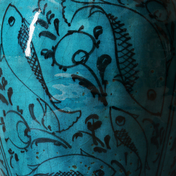 ペルシャ青釉草花魚紋壺【 Persian pot 】 [k0599]