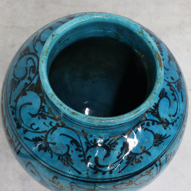 ペルシャ青釉草花魚紋壺【 Persian pot 】 [k0599]