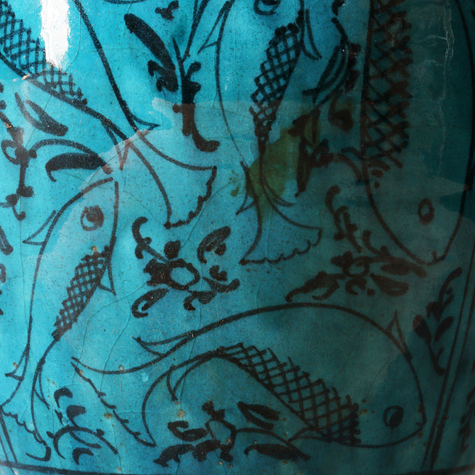 ペルシャ青釉草花魚紋壺【 Persian pot 】 [k0599]