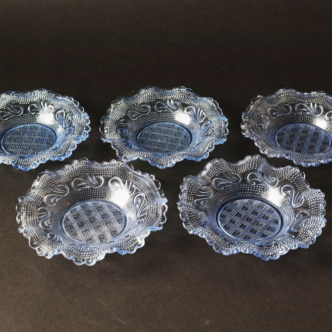 プレスガラス　フリルガラス小皿　5枚セット　[IZ566]