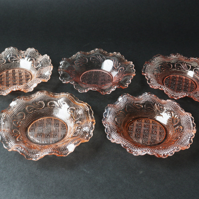 プレスガラス　フリルガラス小皿　5枚セット　[IZ561]