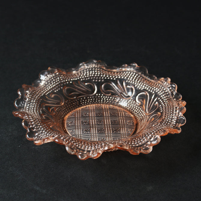 プレスガラス　フリルガラス小皿　4枚セット　[IZ544]