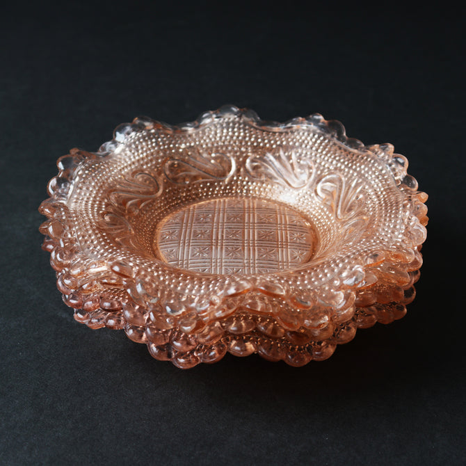 プレスガラス　フリルガラス小皿　4枚セット　[IZ544]