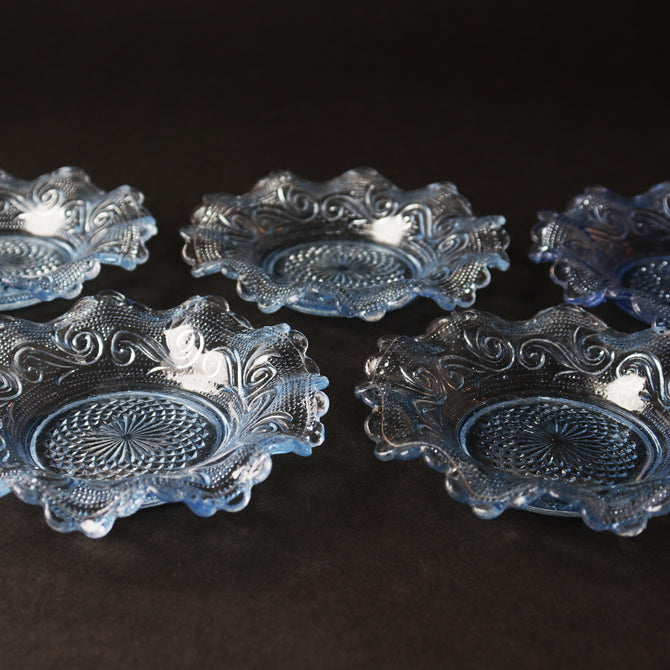 プレスガラス　フリルガラス小皿　5枚セット　[IZ573]