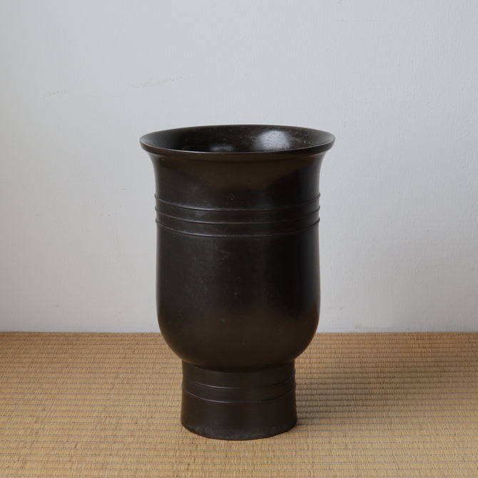 風鈴形古銅花入 [k0598]【FŪRIN shaped flower vase 】