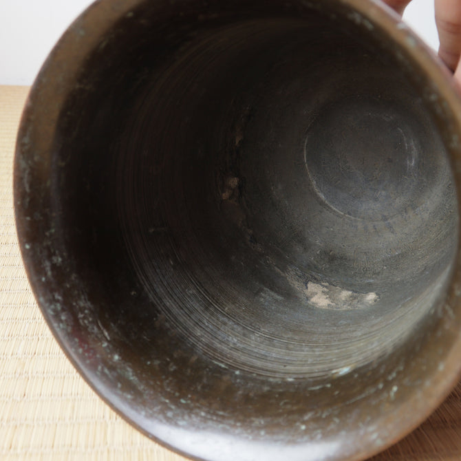 風鈴形古銅花入 [k0598]【FŪRIN shaped flower vase 】