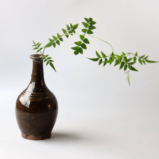 壺屋焼　褐釉瓶子　［p0317］