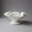 Fenton シルバークレストミルクガラスコンポート　U.S.A.ビンテージガラス　[g047]