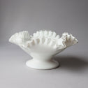 Fenton シルバークレストミルクガラスコンポート　U.S.A.ビンテージガラス　[g047]